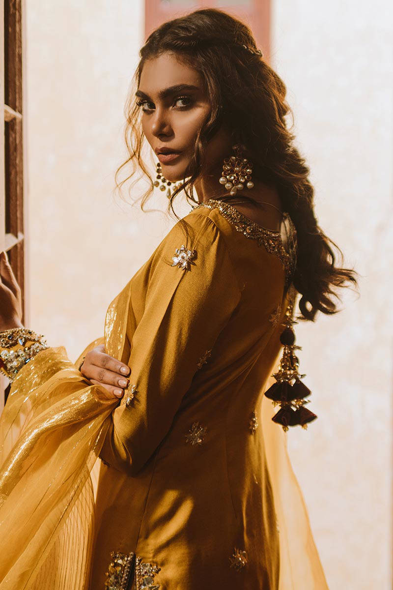 Mohsin Naveed Ranjha | Yellow Embellished Gharara