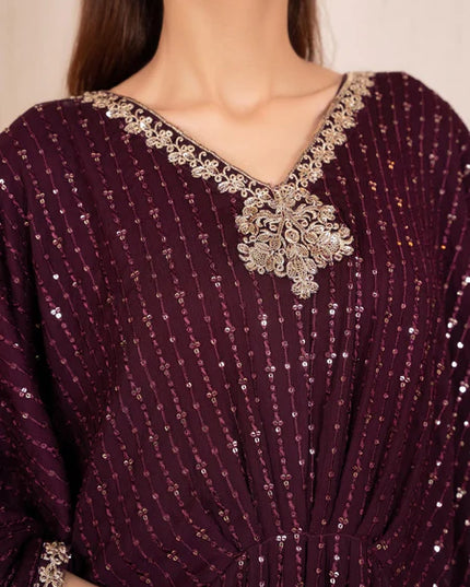 Shanaya | Purple Chiffon Embroidered Kaftan