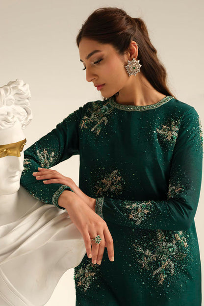 Carol | Green Korean Silk Embellished Suit