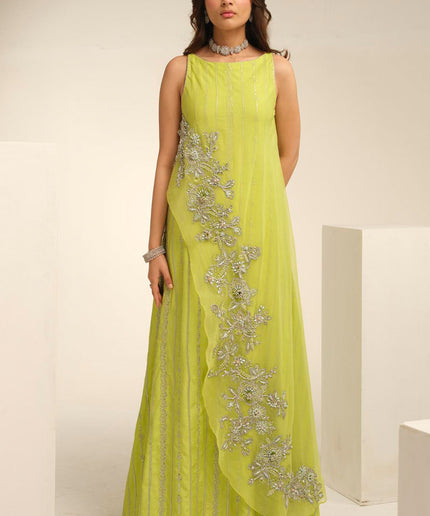 Calla | Yellow Korean Silk Embellished Suit