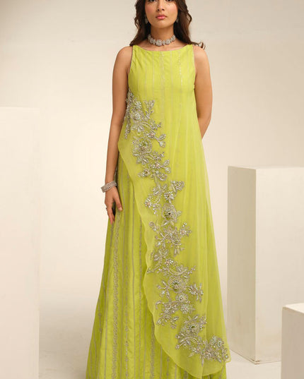 Calla | Yellow Korean Silk Embellished Suit