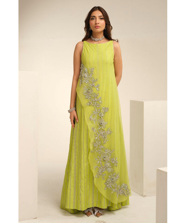 Calla | Yellow Korean Silk Embellished Suit