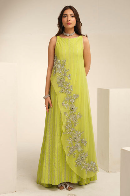 Calla | Yellow Korean Silk Embellished Suit