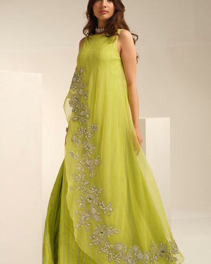 Calla | Yellow Korean Silk Embellished Suit
