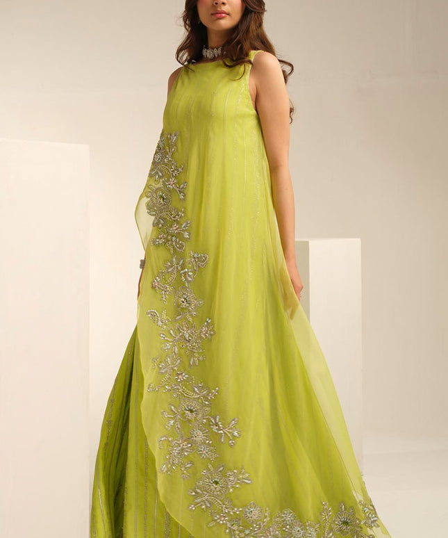 Calla | Yellow Korean Silk Embellished Suit
