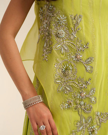 Calla | Yellow Korean Silk Embellished Suit