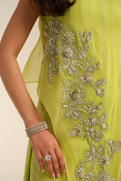 Calla | Yellow Korean Silk Embellished Suit