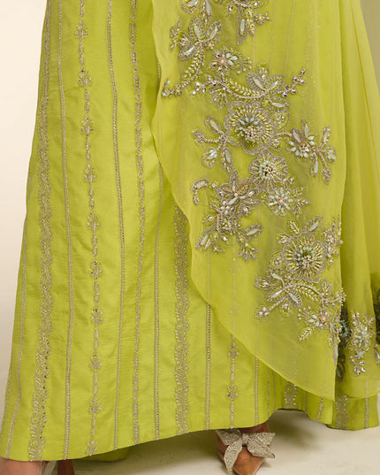 Calla | Yellow Korean Silk Embellished Suit