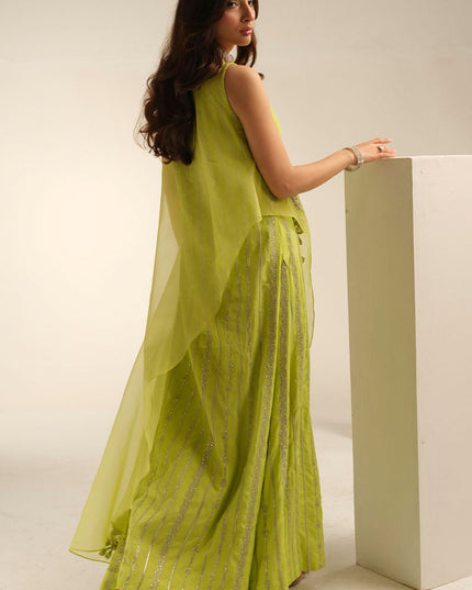 Calla | Yellow Korean Silk Embellished Suit