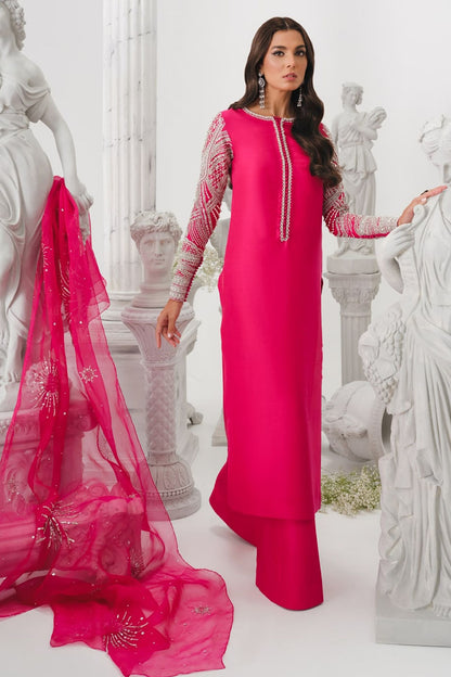 Cerise | Pink Korean Silk Embellished Suit