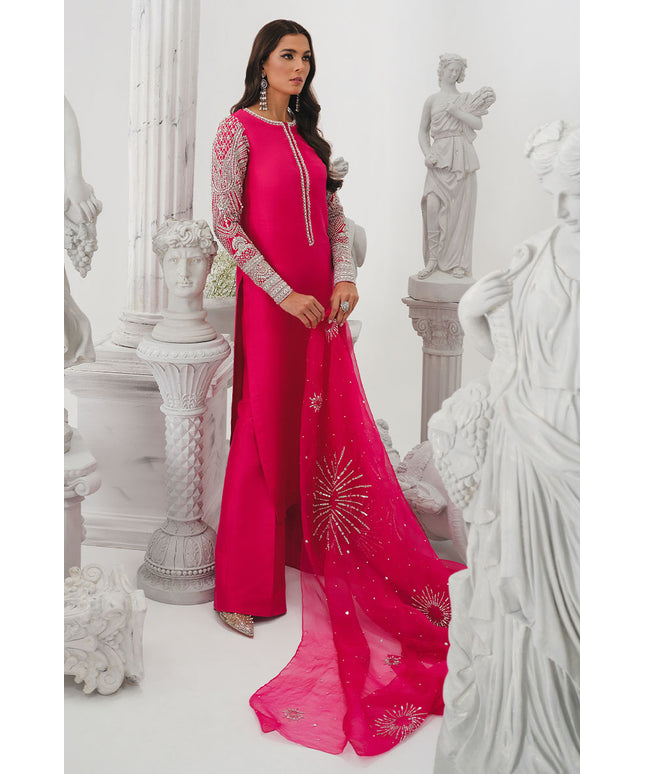 Cerise | Pink Korean Silk Embellished Suit