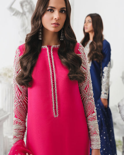 Cerise | Pink Korean Silk Embellished Suit