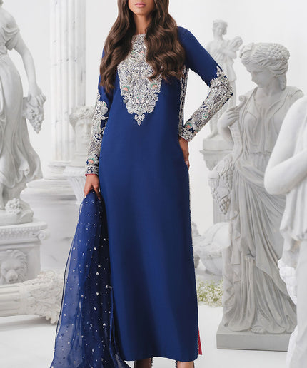 Astral | Blue Korean Silk Embellished Embroidered Suit
