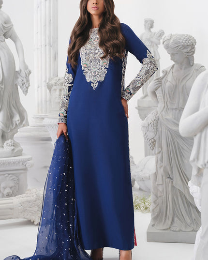 Astral | Blue Korean Silk Embellished Embroidered Suit