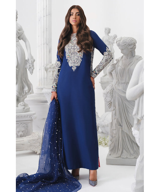 Astral | Blue Korean Silk Embellished Embroidered Suit