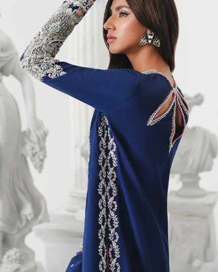 Astral | Blue Korean Silk Embellished Embroidered Suit