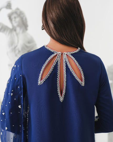 Astral | Blue Korean Silk Embellished Embroidered Suit