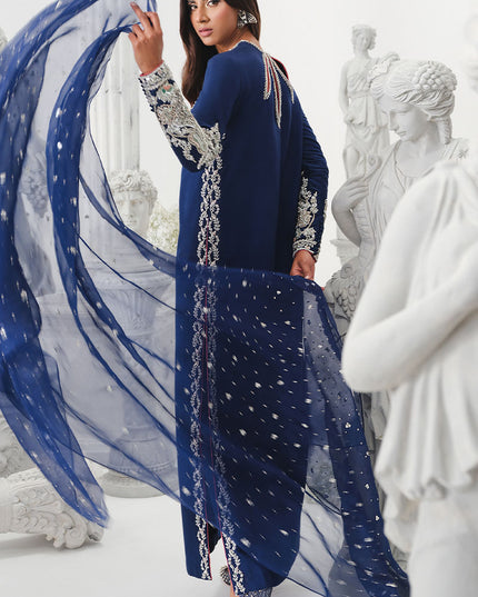 Astral | Blue Korean Silk Embellished Embroidered Suit