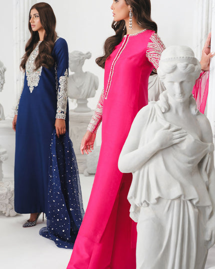 Astral | Blue Korean Silk Embellished Embroidered Suit