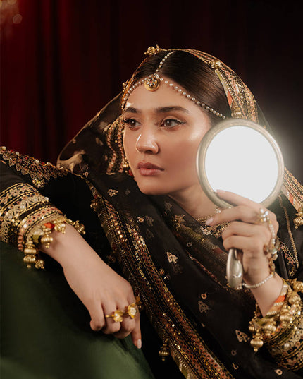 Mohsin Naveed Ranjha | Black Silk Embroidered Embellished Gharara