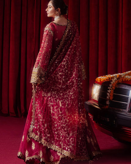 Mohsin Naveed Ranjha | Red Organza Embroidered Gharara
