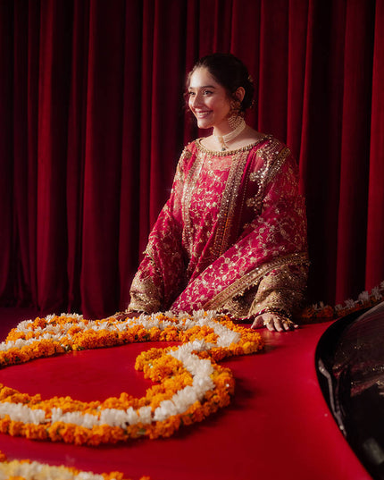 Mohsin Naveed Ranjha | Red Organza Embroidered Gharara
