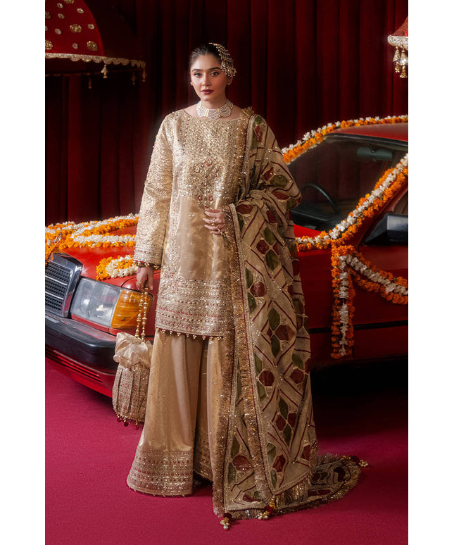 Mohsin Naveed Ranjha | Gold Tissue Embroidered Gharara