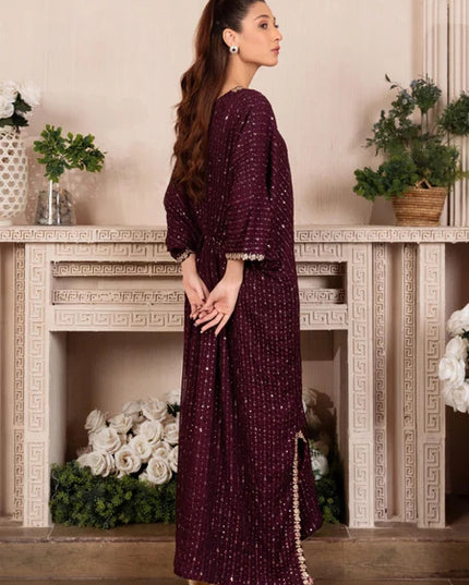 Shanaya | Purple Chiffon Embroidered Kaftan