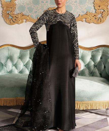 Noirish | Black Korean Silk Embroidered Embellished Suit