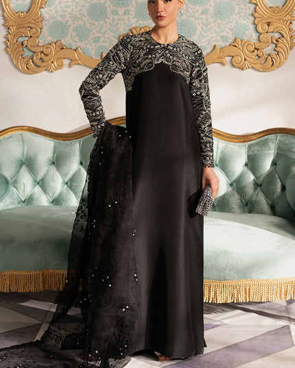 Noirish | Black Korean Silk Embroidered Embellished Suit
