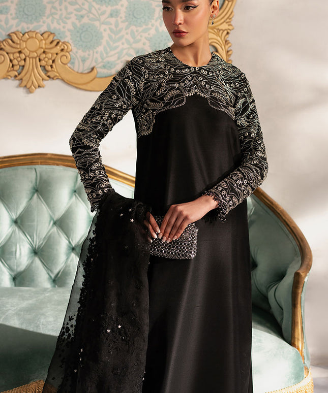 Noirish | Black Korean Silk Embroidered Embellished Suit