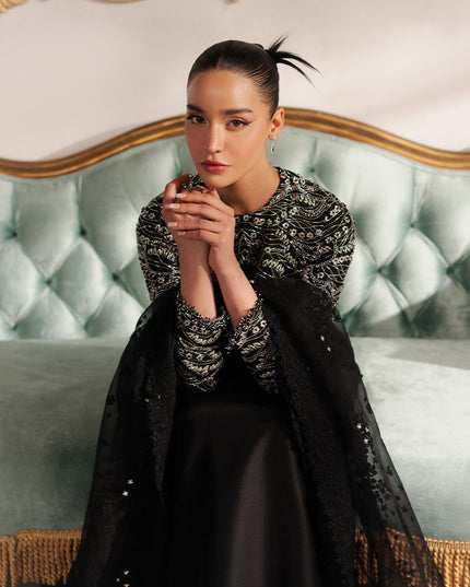 Noirish | Black Korean Silk Embroidered Embellished Suit