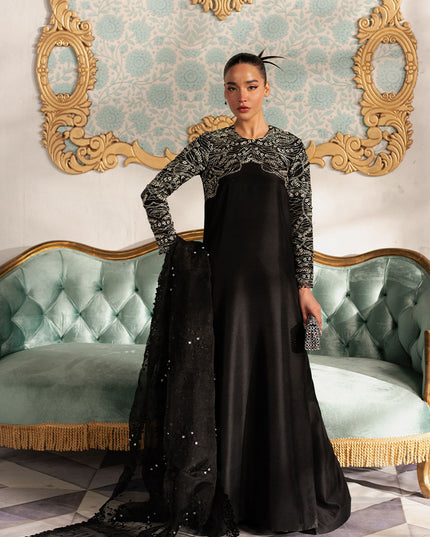 Noirish | Black Korean Silk Embroidered Embellished Suit