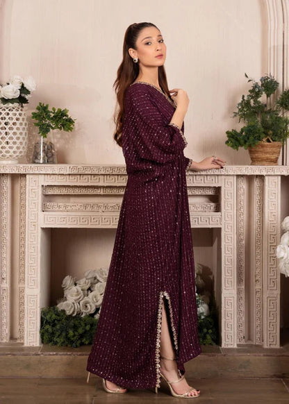 Shanaya | Purple Chiffon Embroidered Kaftan