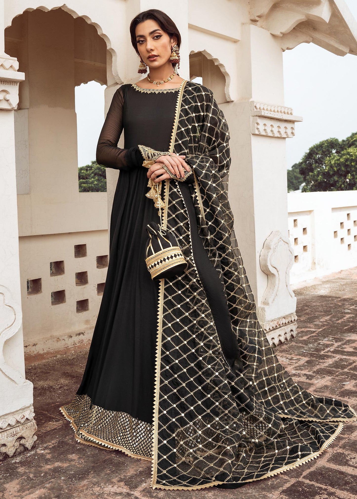 Haya | Embellished Rawsilk Pishwas Maxi