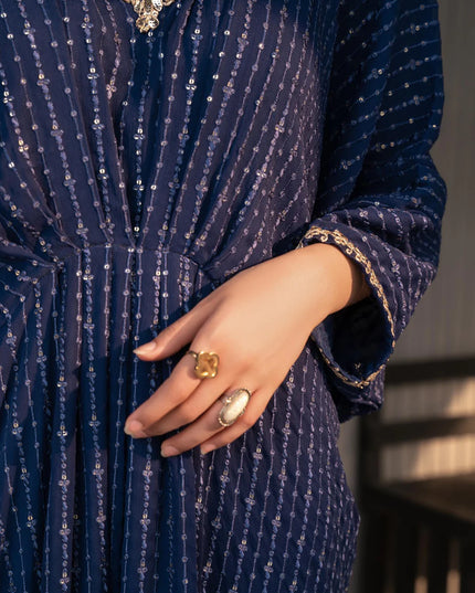 Sami | Bue Chiffon Embroidered Kaftan