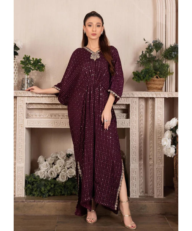 Shanaya | Purple Chiffon Embroidered Kaftan