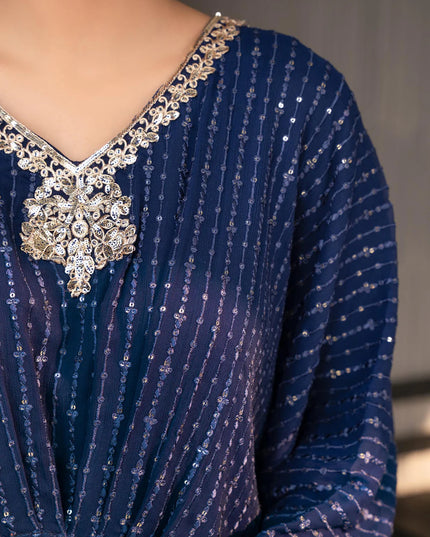 Sami | Bue Chiffon Embroidered Kaftan