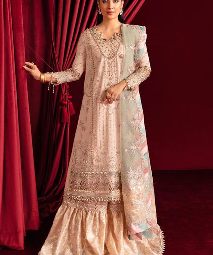 Qalamkar | Gotta Embroidered Lace Gharara