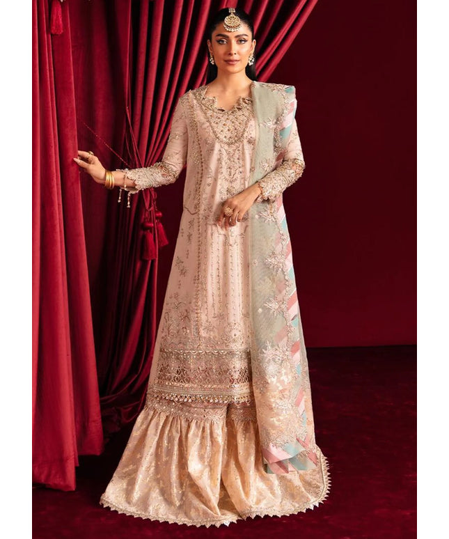 Qalamkar | Gotta Embroidered Lace Gharara