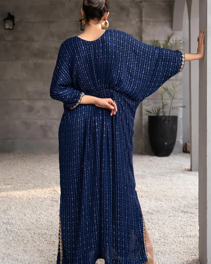 Sami | Bue Chiffon Embroidered Kaftan