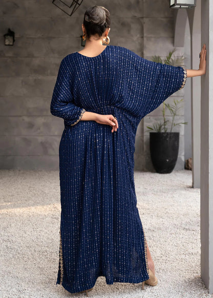Sami | Bue Chiffon Embroidered Kaftan