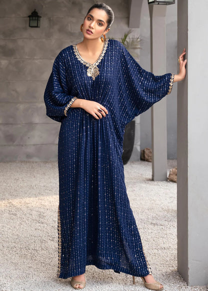 Sami | Bue Chiffon Embroidered Kaftan