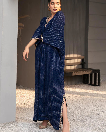 Sami | Bue Chiffon Embroidered Kaftan