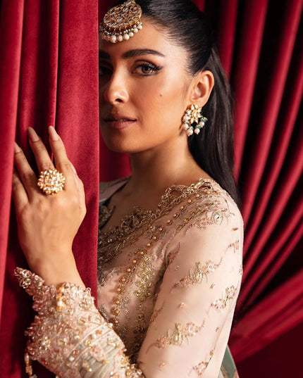 Qalamkar | Gotta Embroidered Lace Gharara