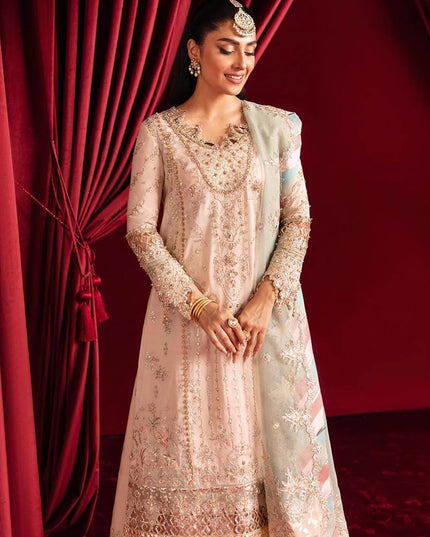 Qalamkar | Gotta Embroidered Lace Gharara