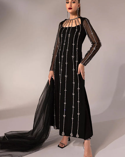 Midnight Black | Festive Wear Hand Embellished Suit
