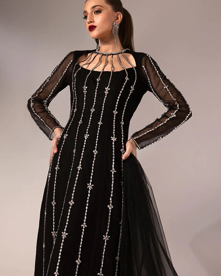 Midnight Black | Festive Wear Hand Embellished Suit