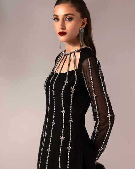 Midnight Black | Festive Wear Hand Embellished Suit