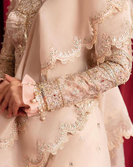 Reema | Beige Organza Embellished Saree